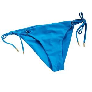 RED CARTER reversible swimsuit side tie bikini bottom cali cut azure Sz 8 M NEW